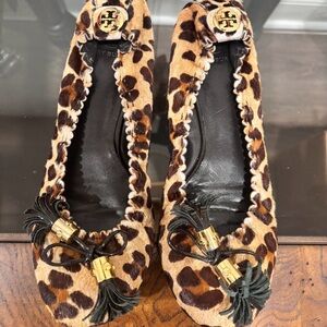 Tory Burch pony hair leopard flats